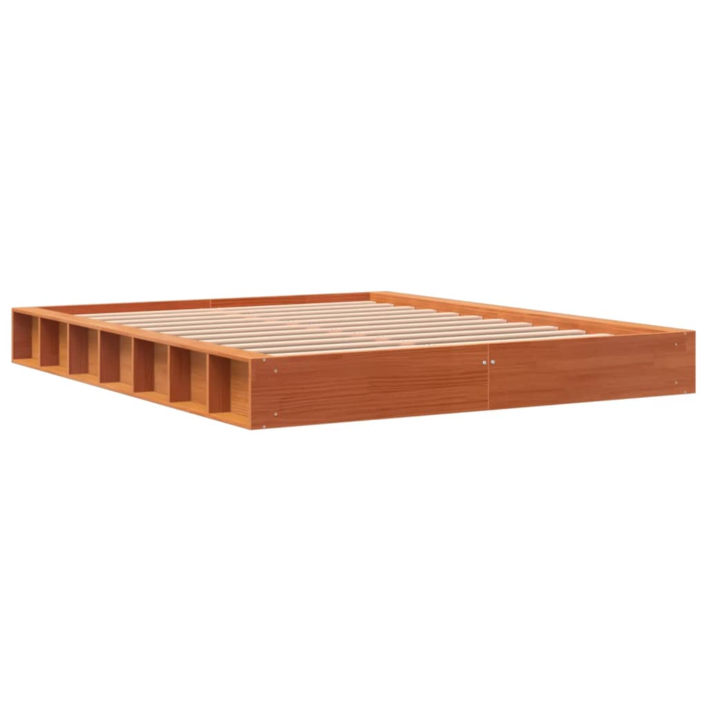 Sengeramme uten madrass brun 150x200 cm heltre furu