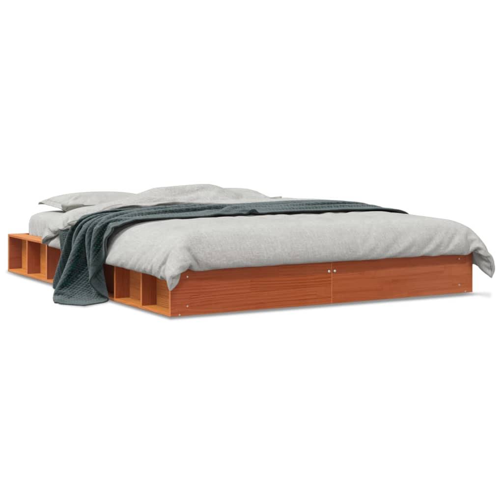 Sengeramme uten madrass brun 150x200 cm heltre furu