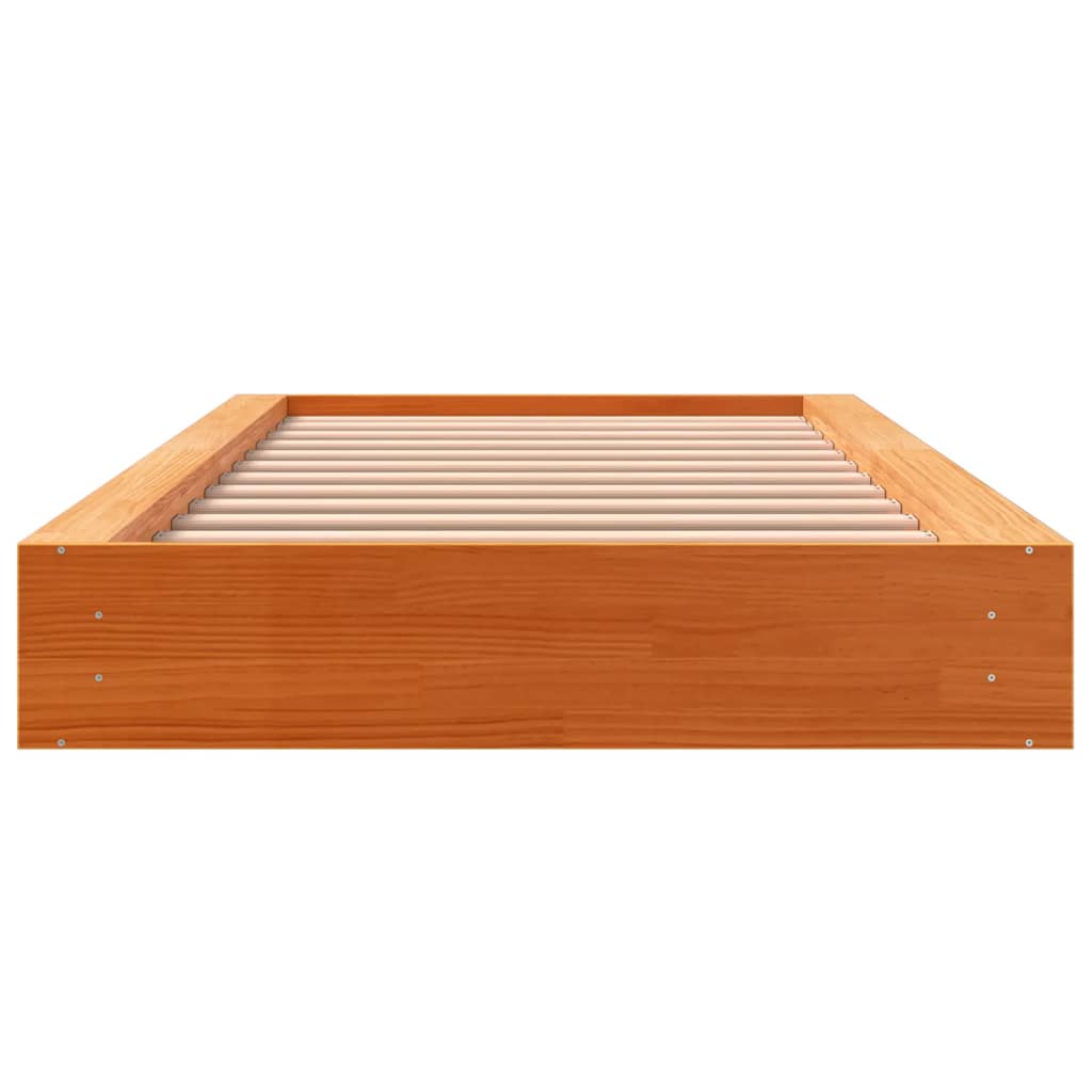 Sengeramme uten madrass voksbrun 75x190 cm heltre furu