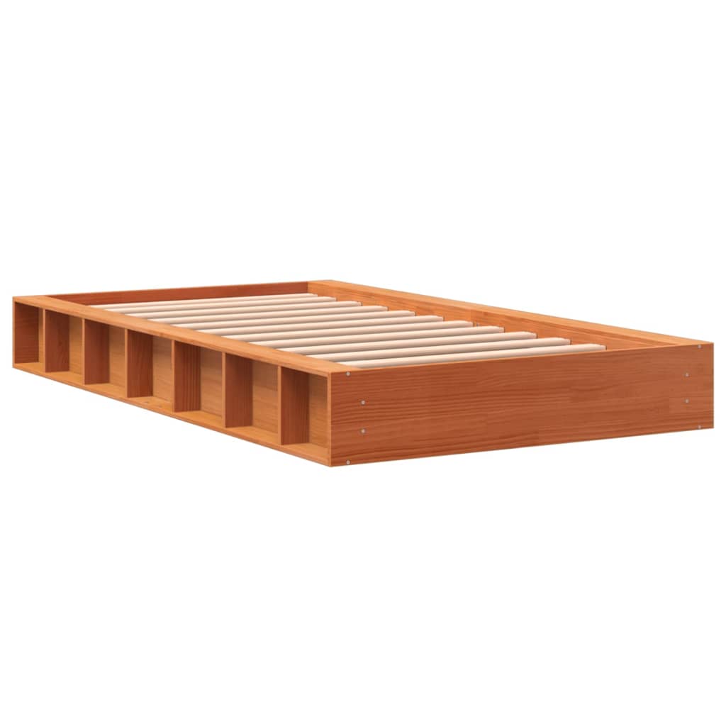 Sengeramme uten madrass voksbrun 90x190 cm heltre furu