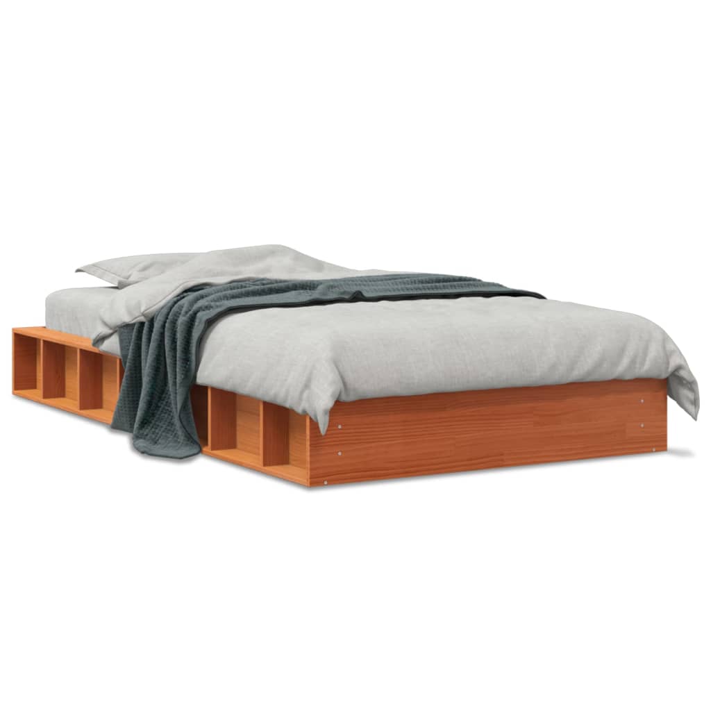 Sengeramme uten madrass voksbrun 90x190 cm heltre furu