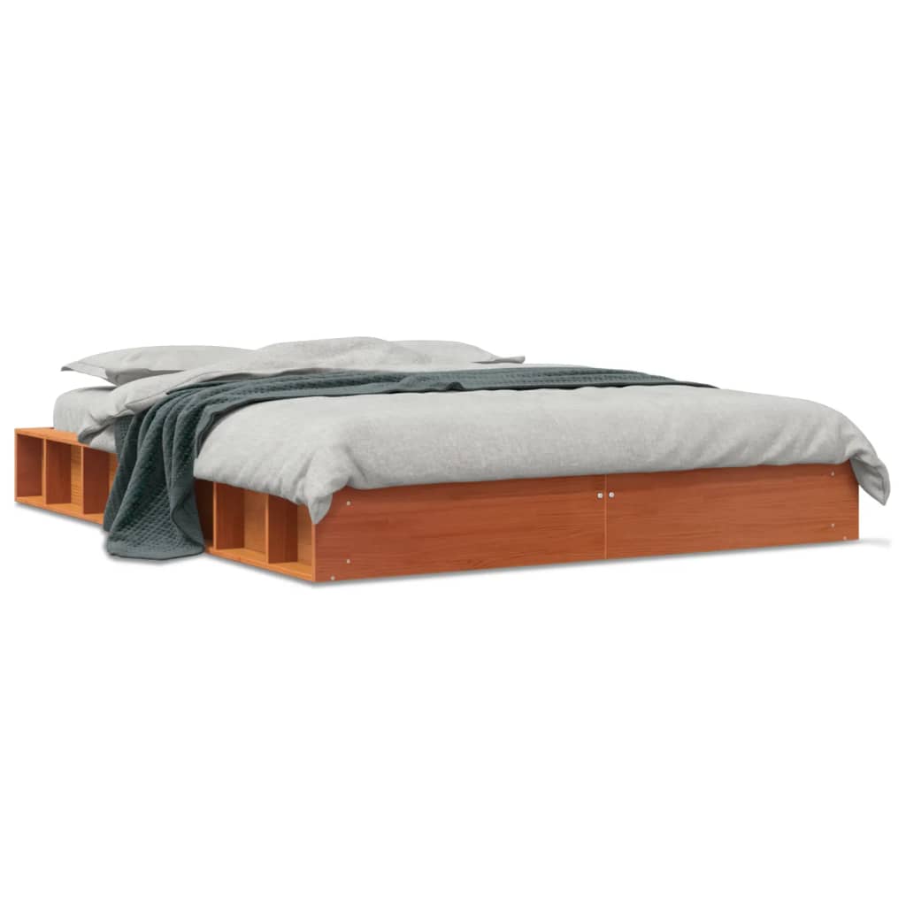 Sengeramme uten madrass voksbrun 120x190 cm heltre furu