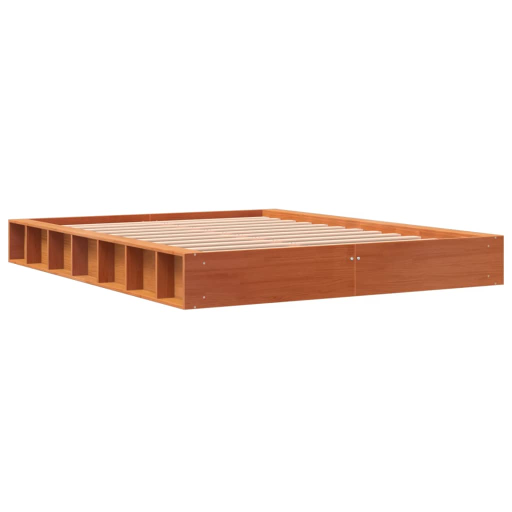 Sengeramme uten madrass voksbrun 140x190 cm heltre furu