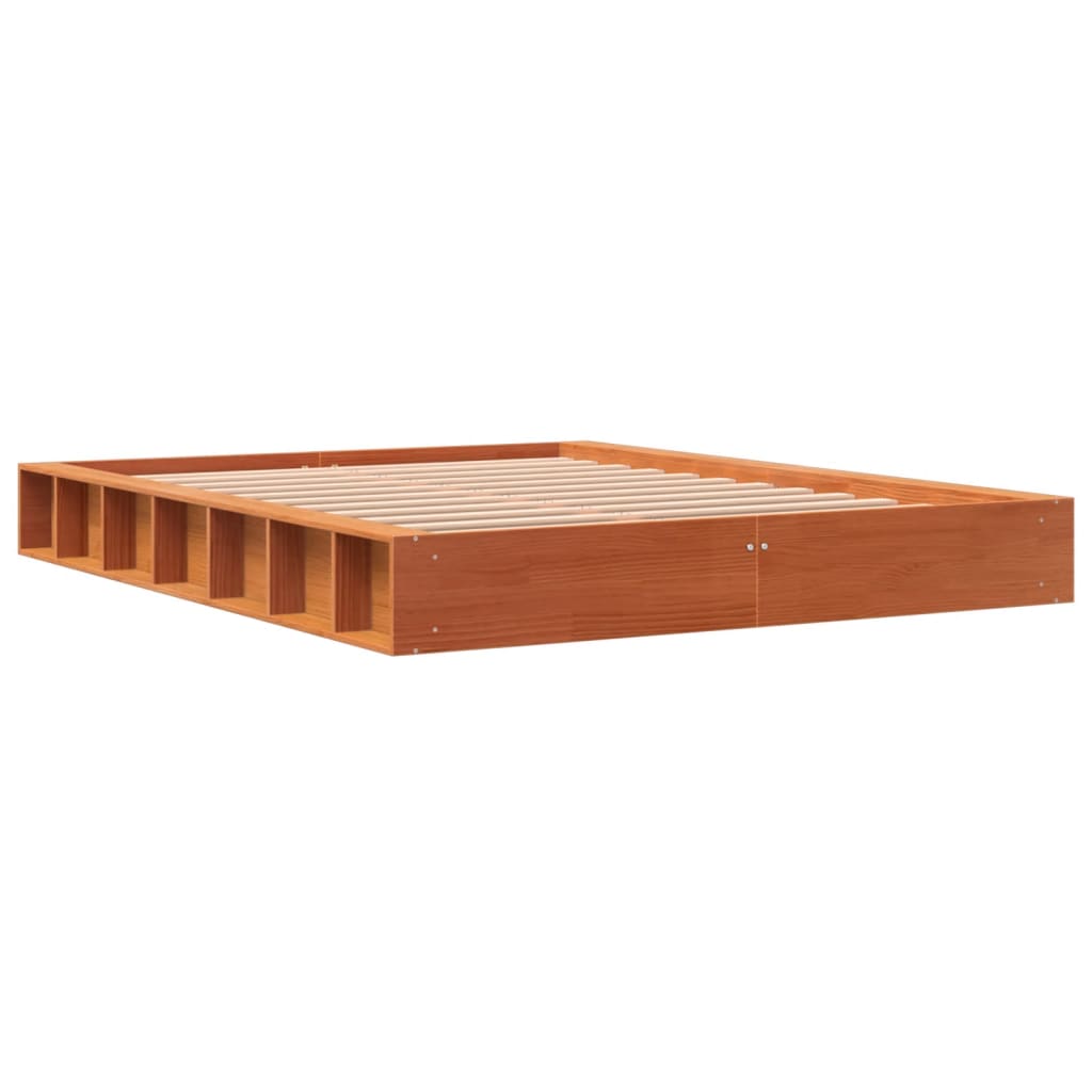Sengeramme uten madrass voksbrun 140x190 cm heltre furu