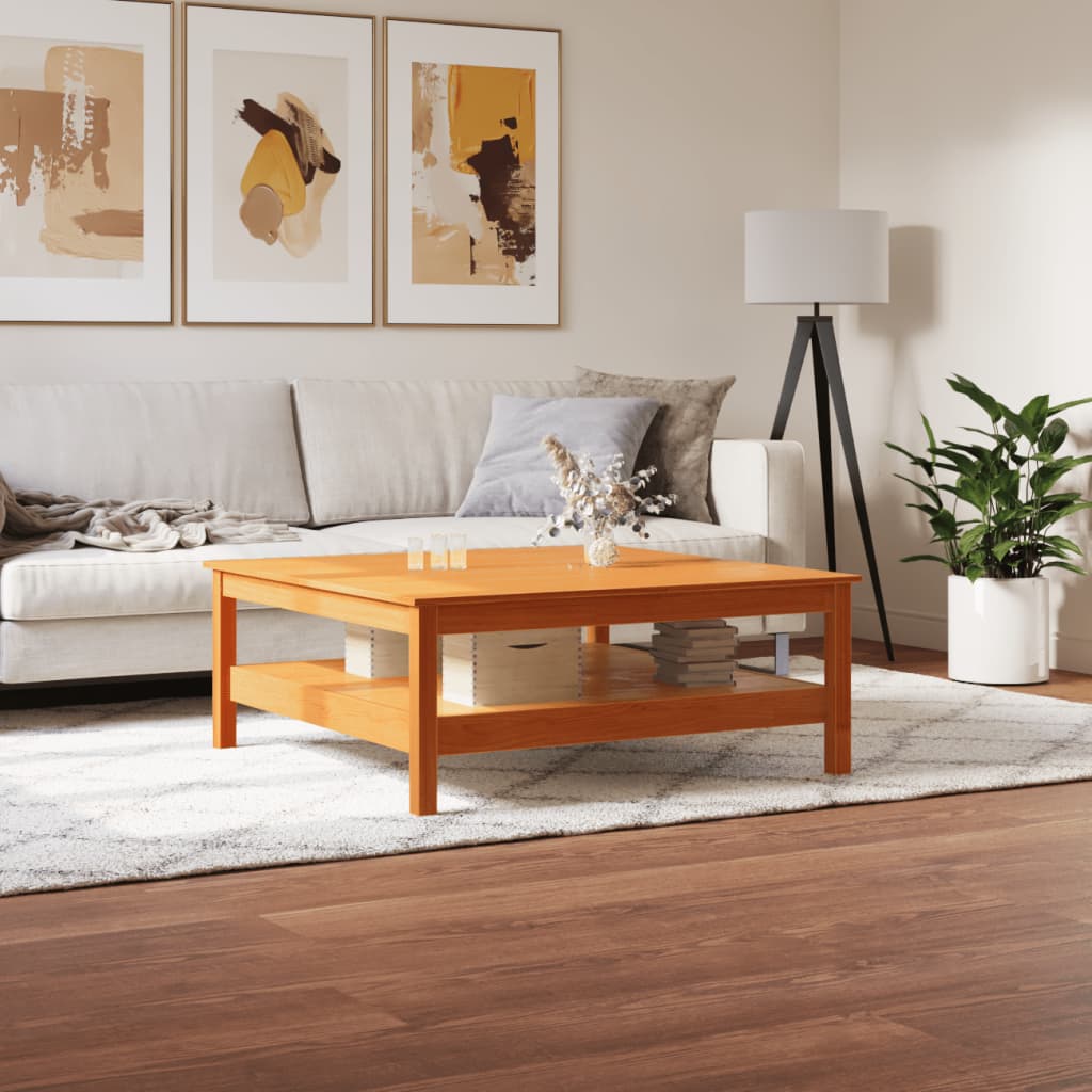 Salongbord voksbrun 100x100x40 cm heltre furu