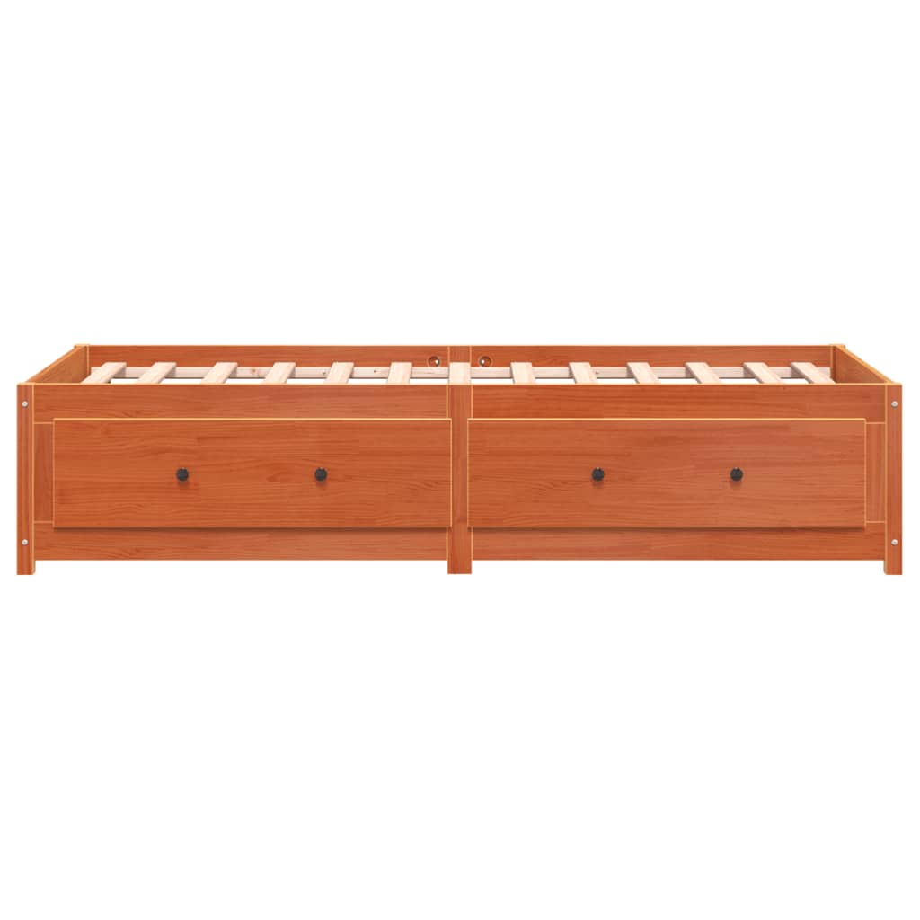Seng med madrass voksbrun 90x200 cm heltre furu