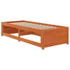 Seng med madrass voksbrun 90x200 cm heltre furu