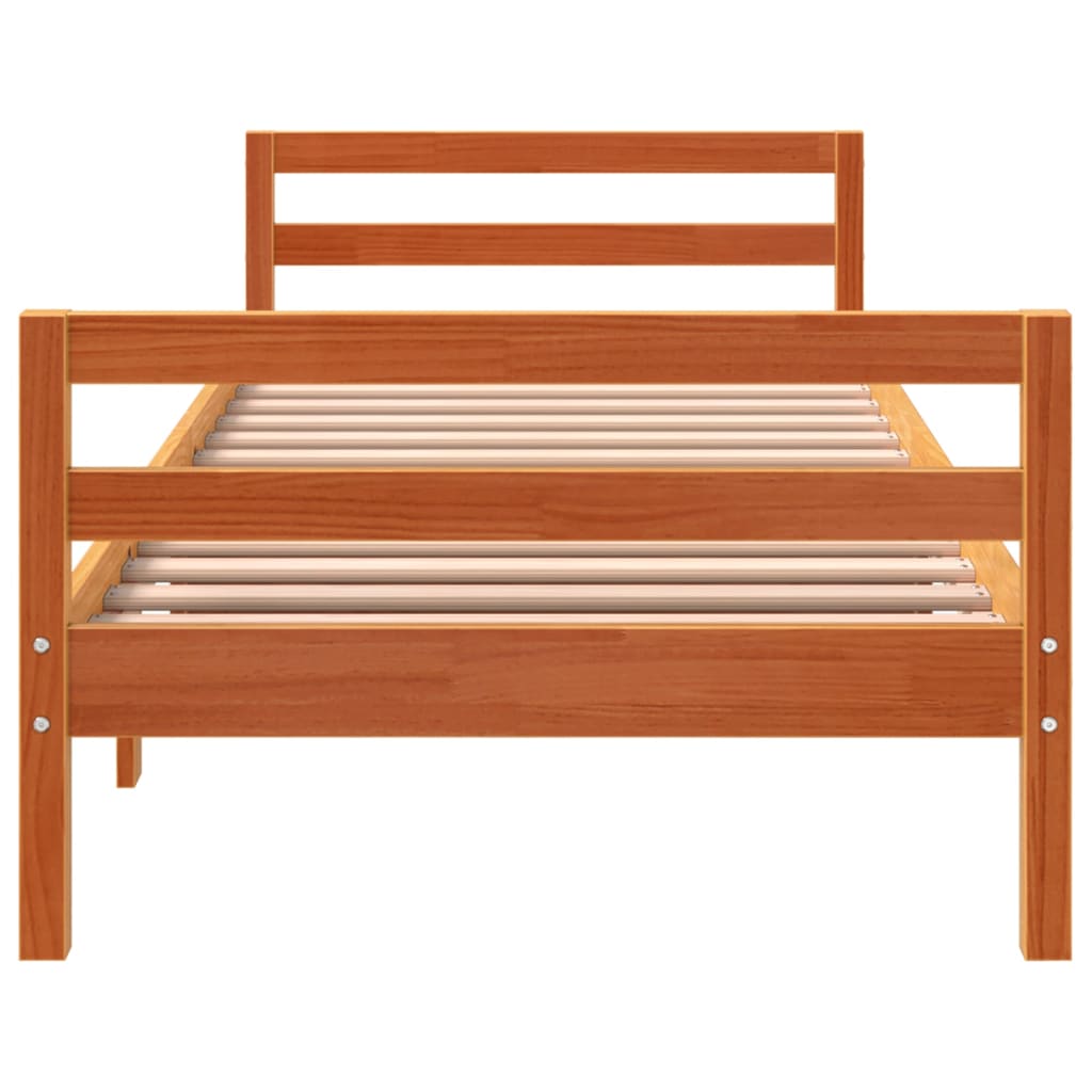 Sengeramme uten madrass voksbrun 90x190 cm heltre furu