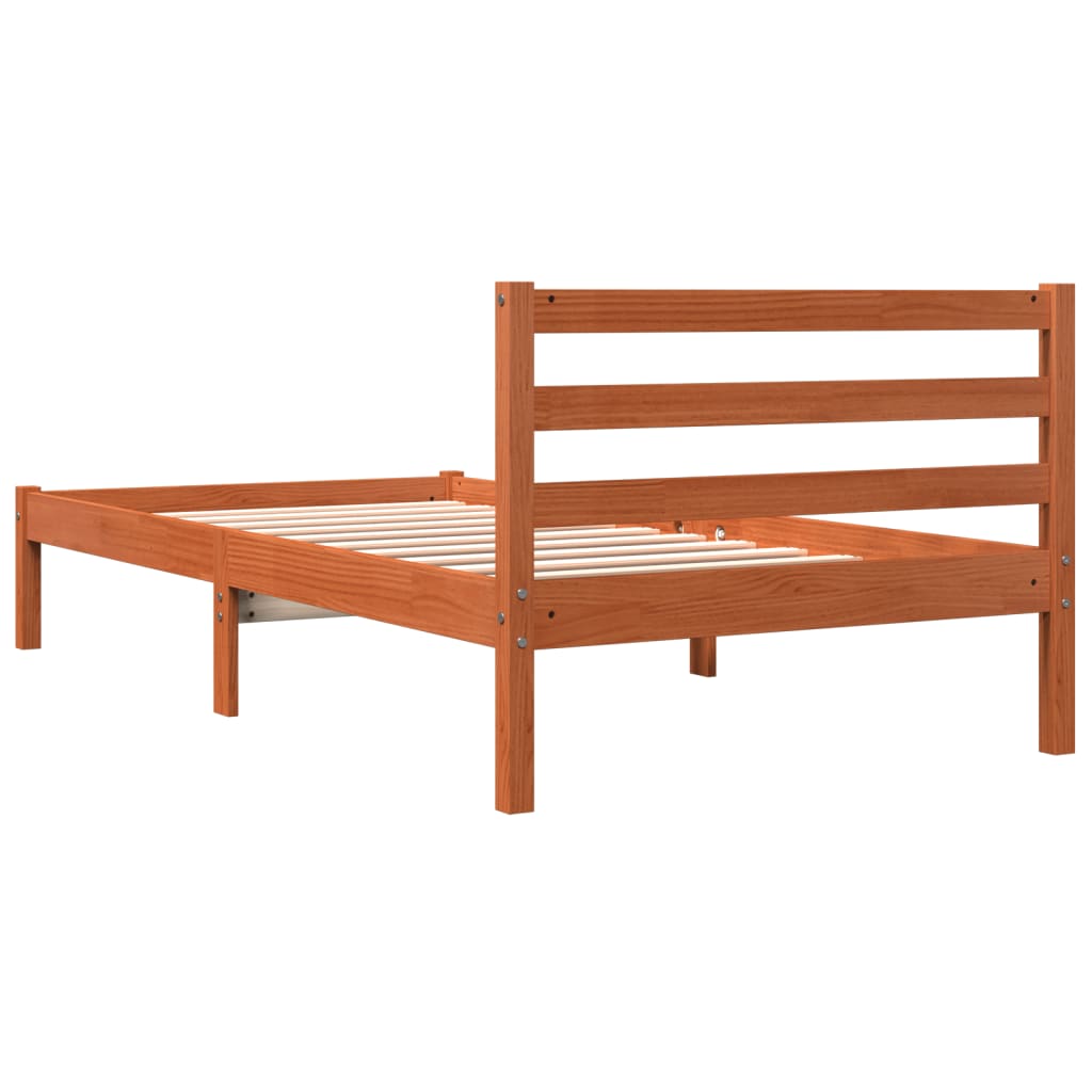 Sengeramme uten madrass voksbrun 75x190 cm heltre furu