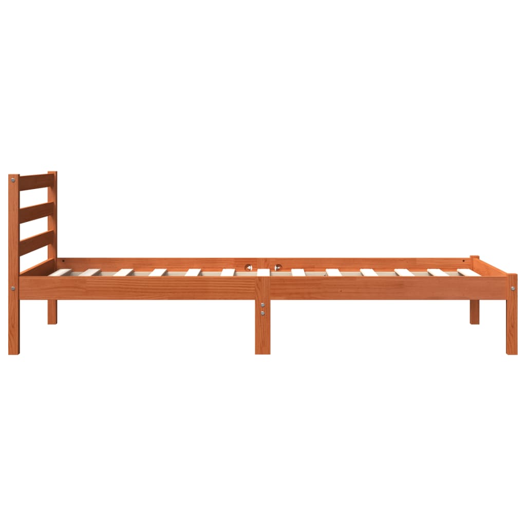 Sengeramme uten madrass voksbrun 90x190 cm heltre furu