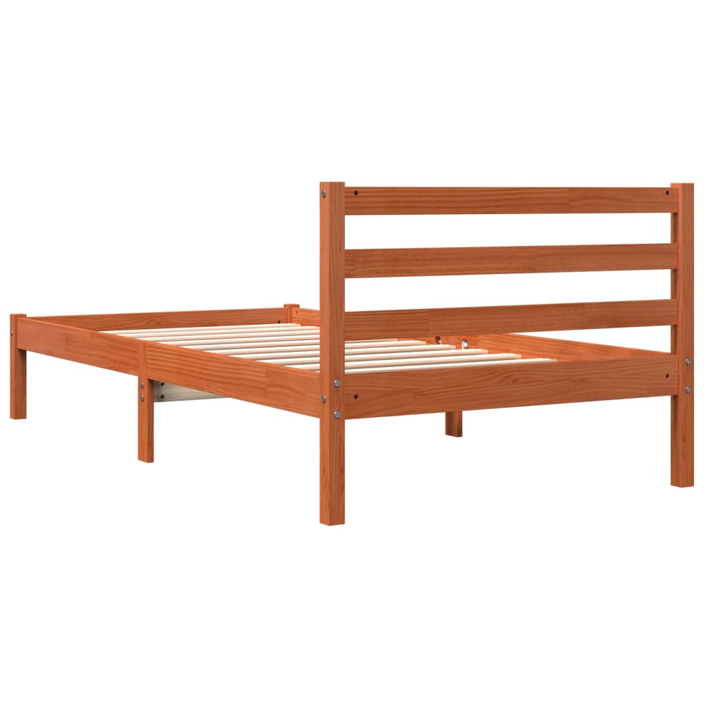 Sengeramme uten madrass voksbrun 90x190 cm heltre furu