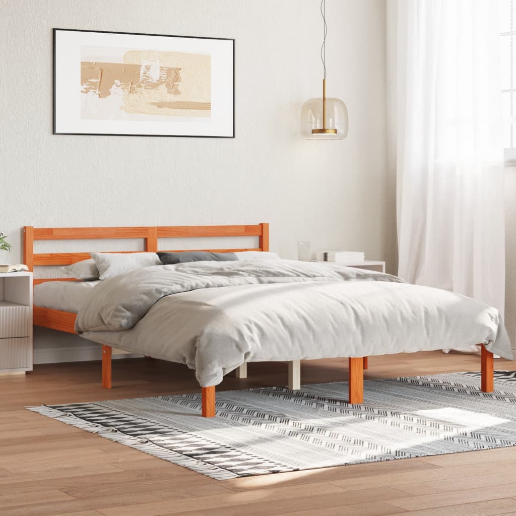 Sengeramme uten madrass brun 135x190 cm heltre furu