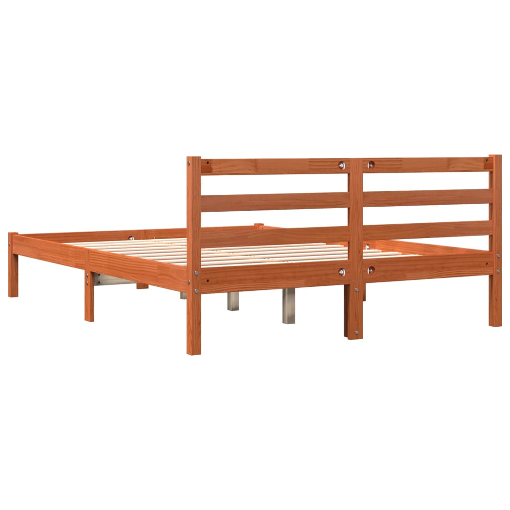 Sengeramme uten madrass voksbrun 140x190 cm heltre furu