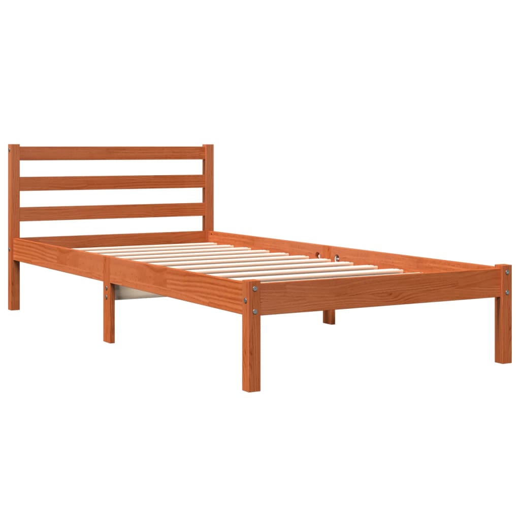 Sengeramme uten madrass voksbrun 90x200 cm heltre furu