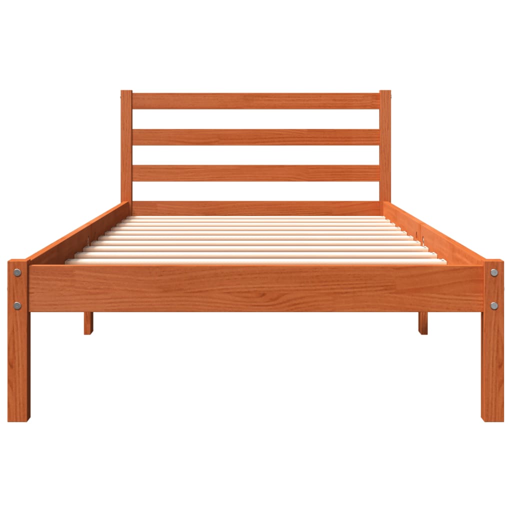 Sengeramme uten madrass voksbrun 90x200 cm heltre furu