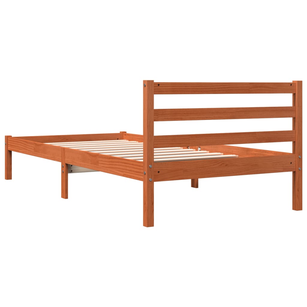Sengeramme uten madrass voksbrun 90x200 cm heltre furu