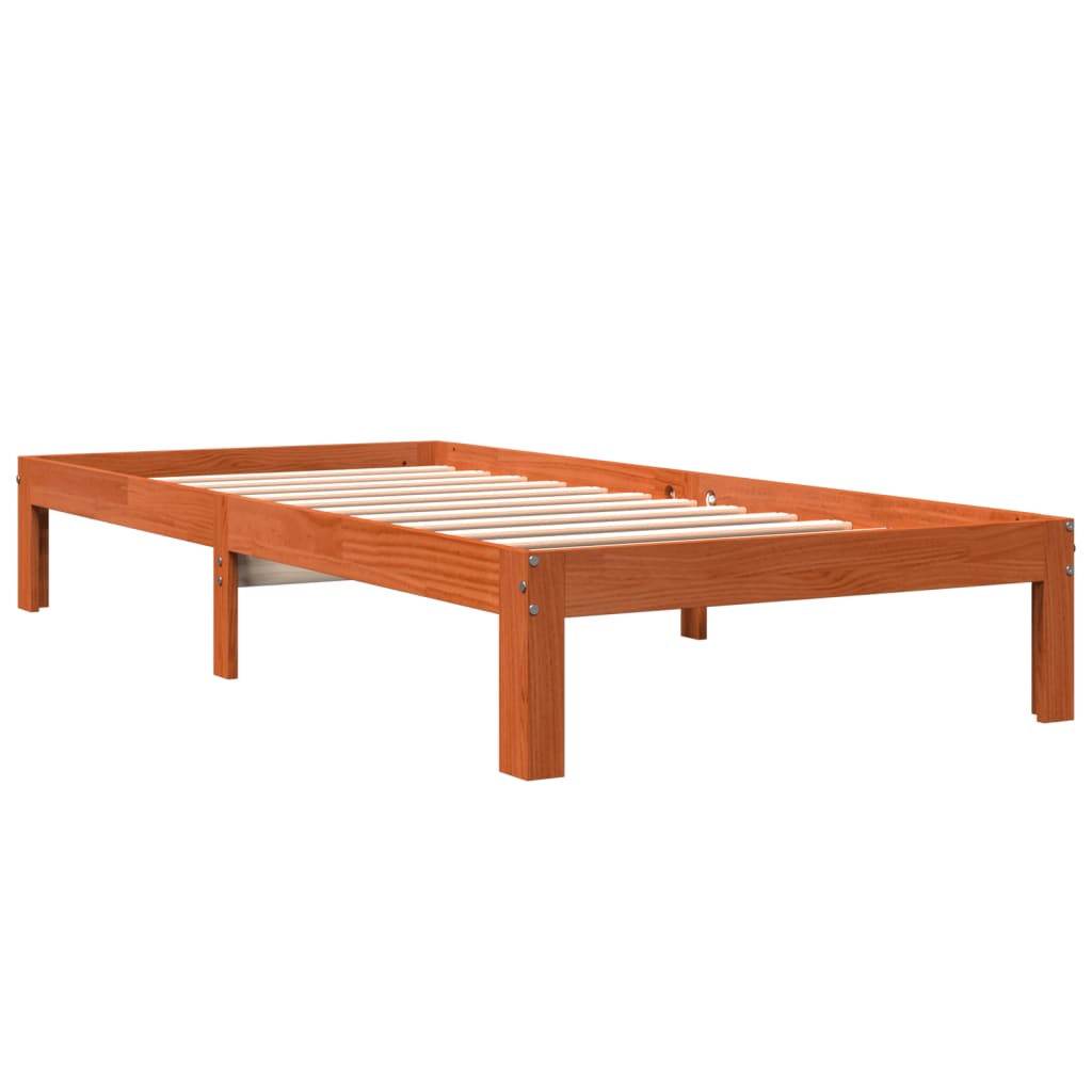 Sengeramme uten madrass voksbrun 75x190 cm heltre furu