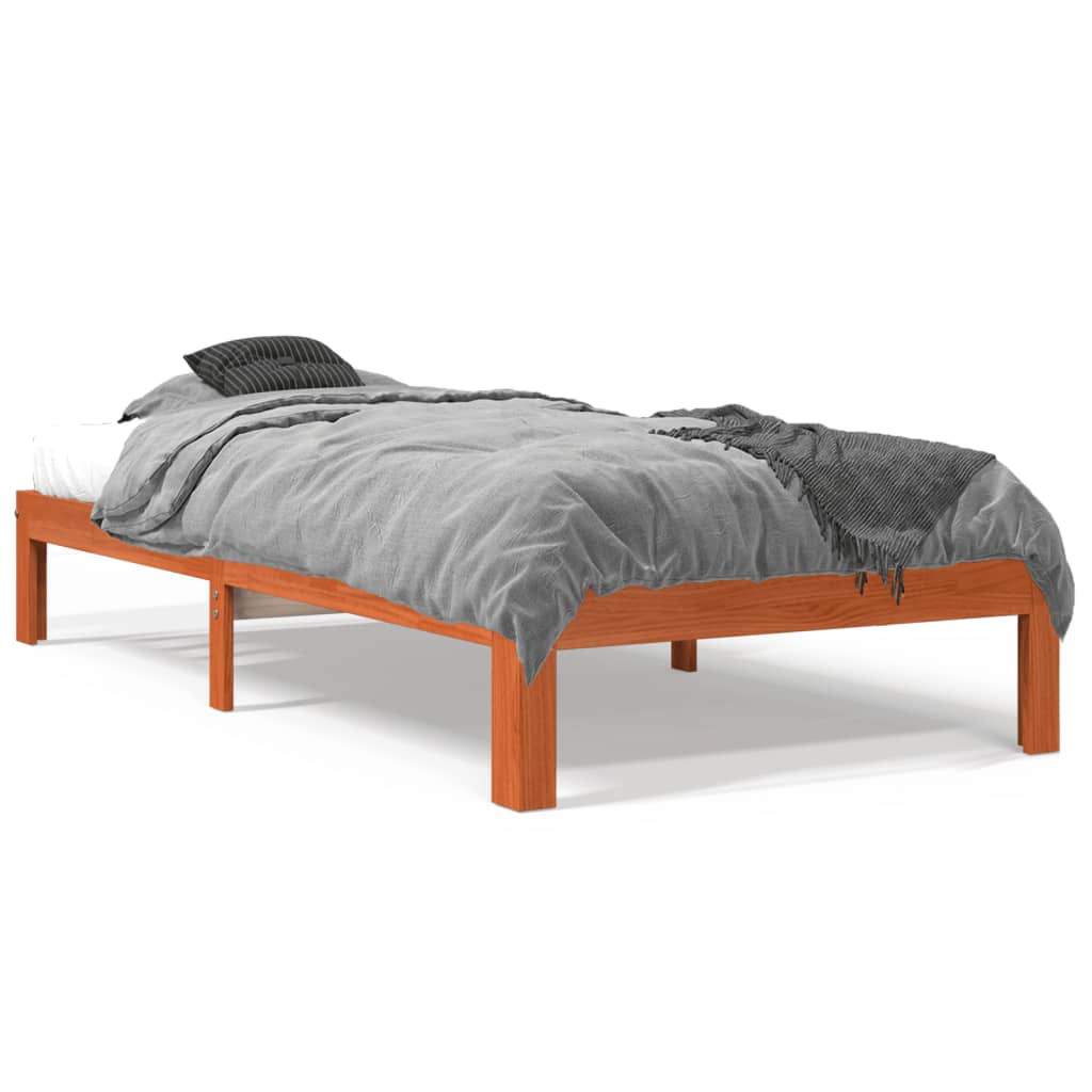 Sengeramme uten madrass voksbrun 75x190 cm heltre furu