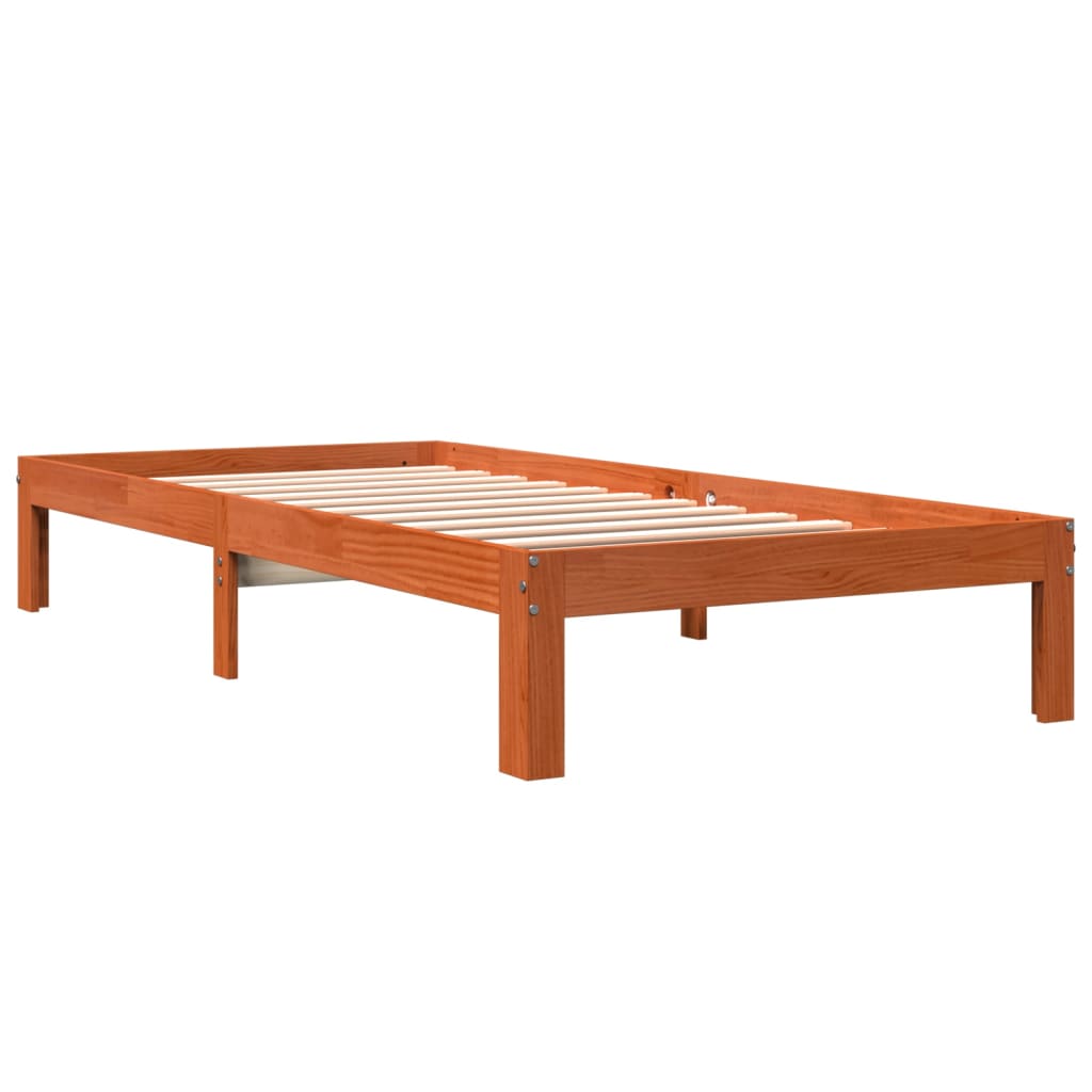 Sengeramme uten madrass voksbrun 90x190 cm heltre furu