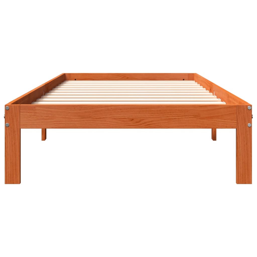 Sengeramme uten madrass voksbrun 90x190 cm heltre furu