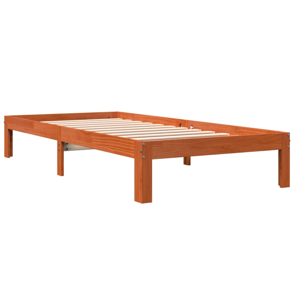 Sengeramme uten madrass voksbrun 90x190 cm heltre furu