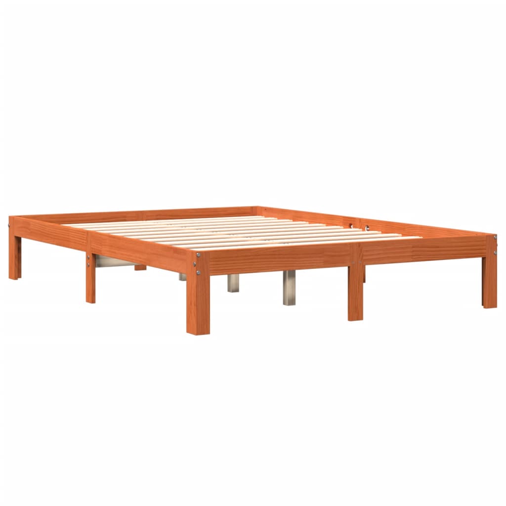 Sengeramme uten madrass voksbrun 140x190 cm heltre furu