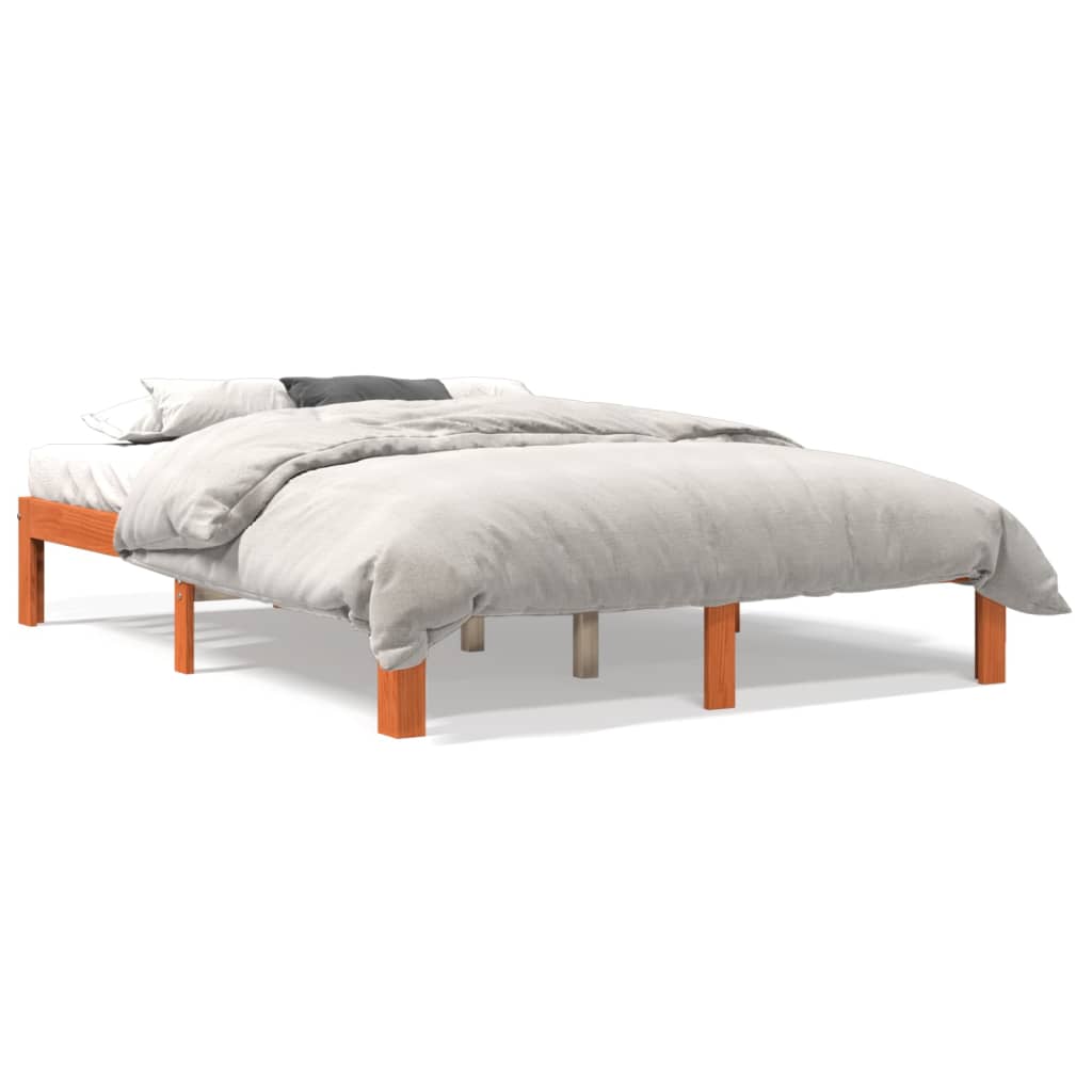 Sengeramme uten madrass voksbrun 140x190 cm heltre furu