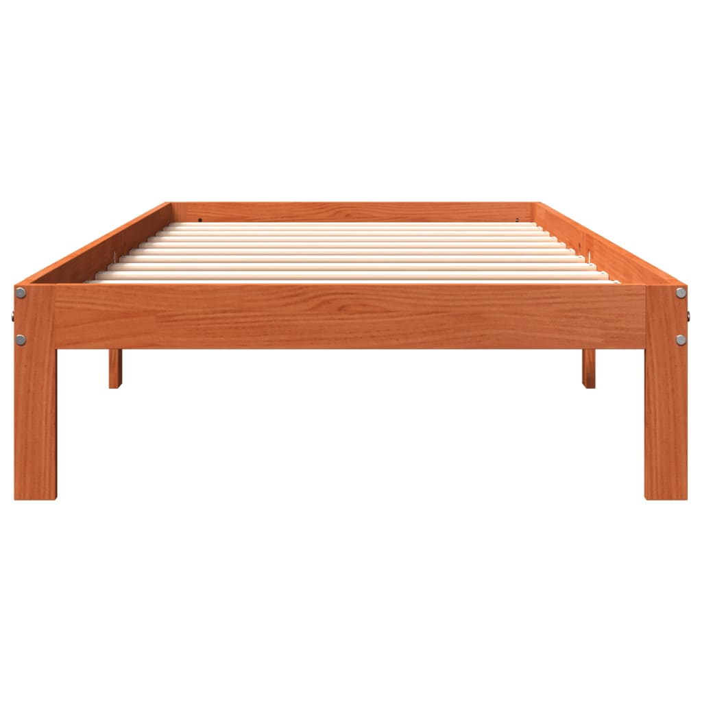Sengeramme uten madrass voksbrun 90x200 cm heltre furu