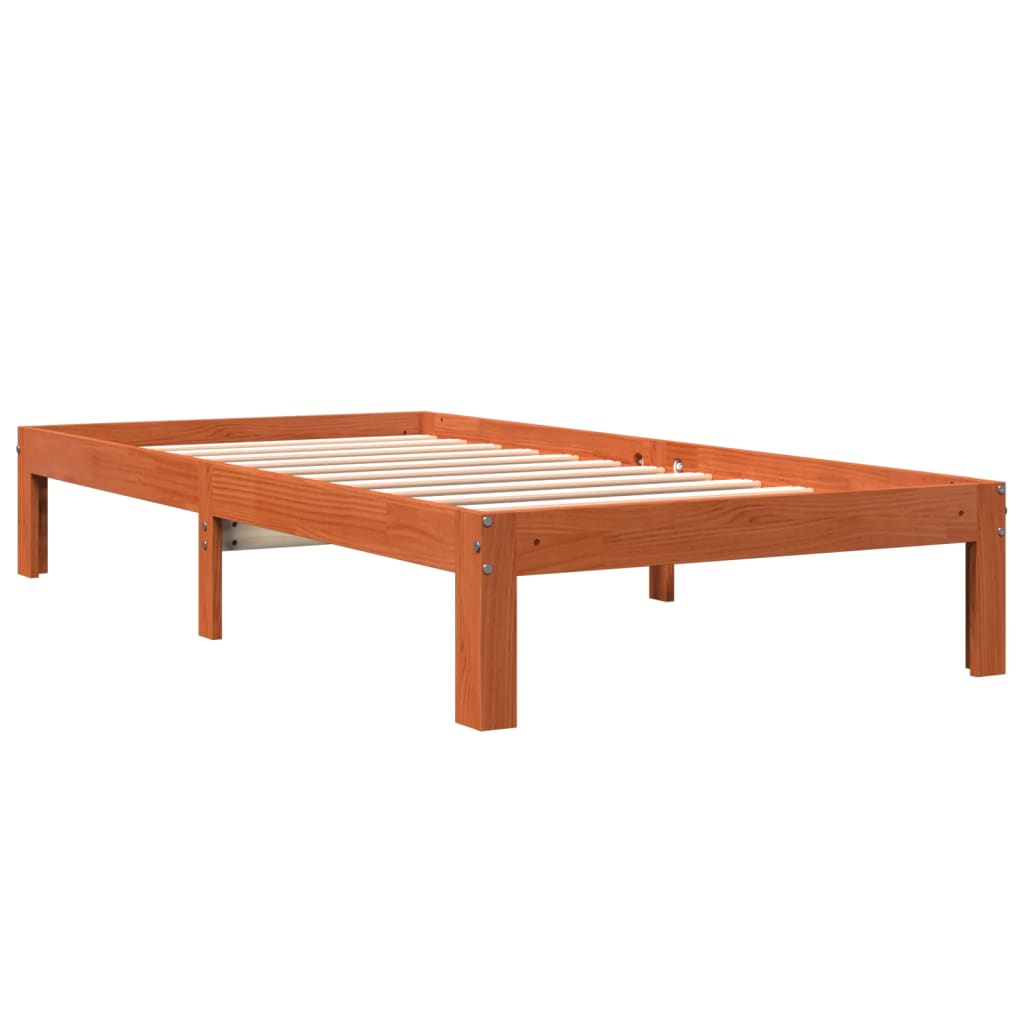 Sengeramme uten madrass voksbrun 90x200 cm heltre furu