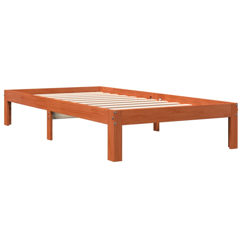 Sengeramme uten madrass voksbrun 100x200 cm heltre furu