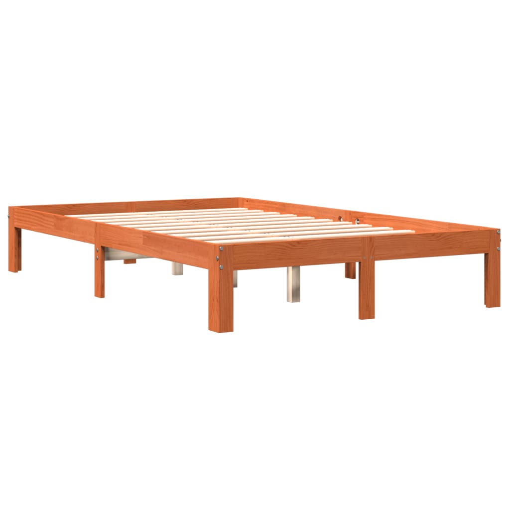 Sengeramme uten madrass voksbrun 140x200 cm heltre furu