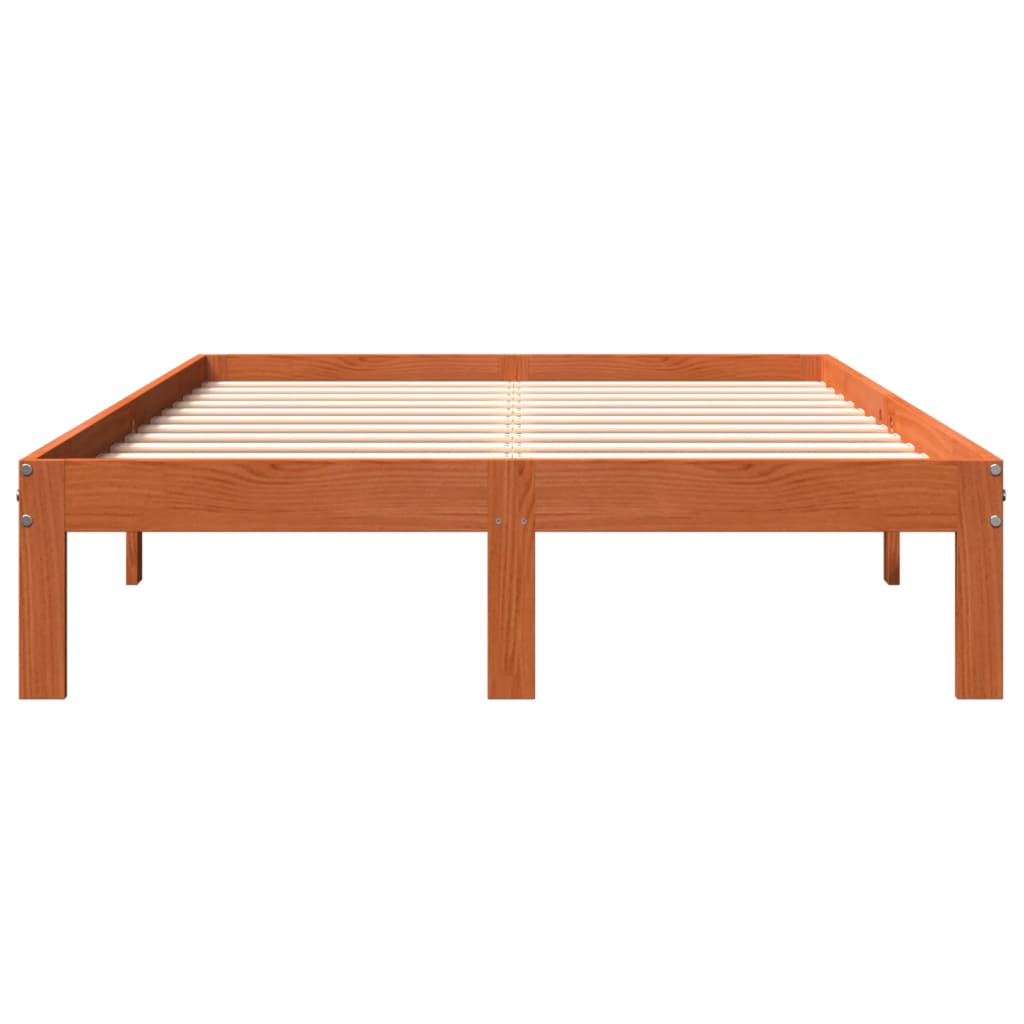 Sengeramme uten madrass voksbrun 140x200 cm heltre furu