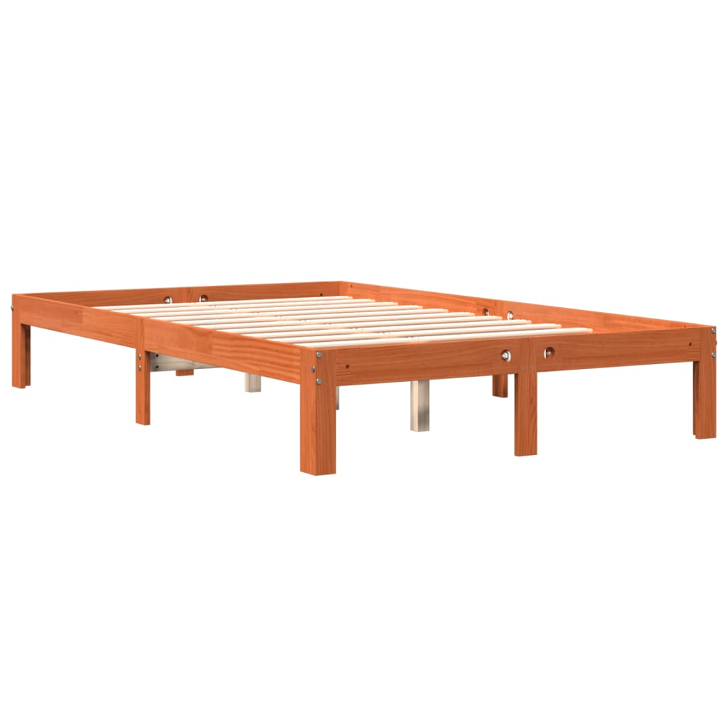 Sengeramme uten madrass voksbrun 140x200 cm heltre furu