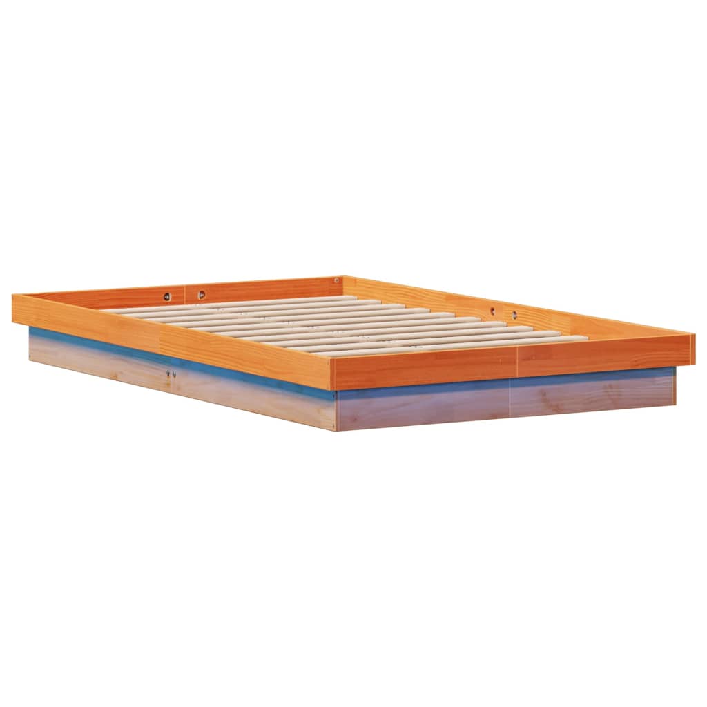 LED-sengeramme voksbrun 140x200 cm heltre furu