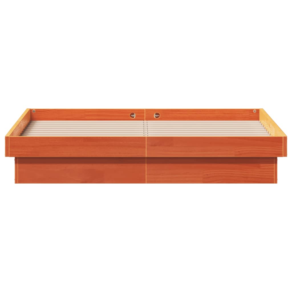 LED-sengeramme voksbrun 140x200 cm heltre furu