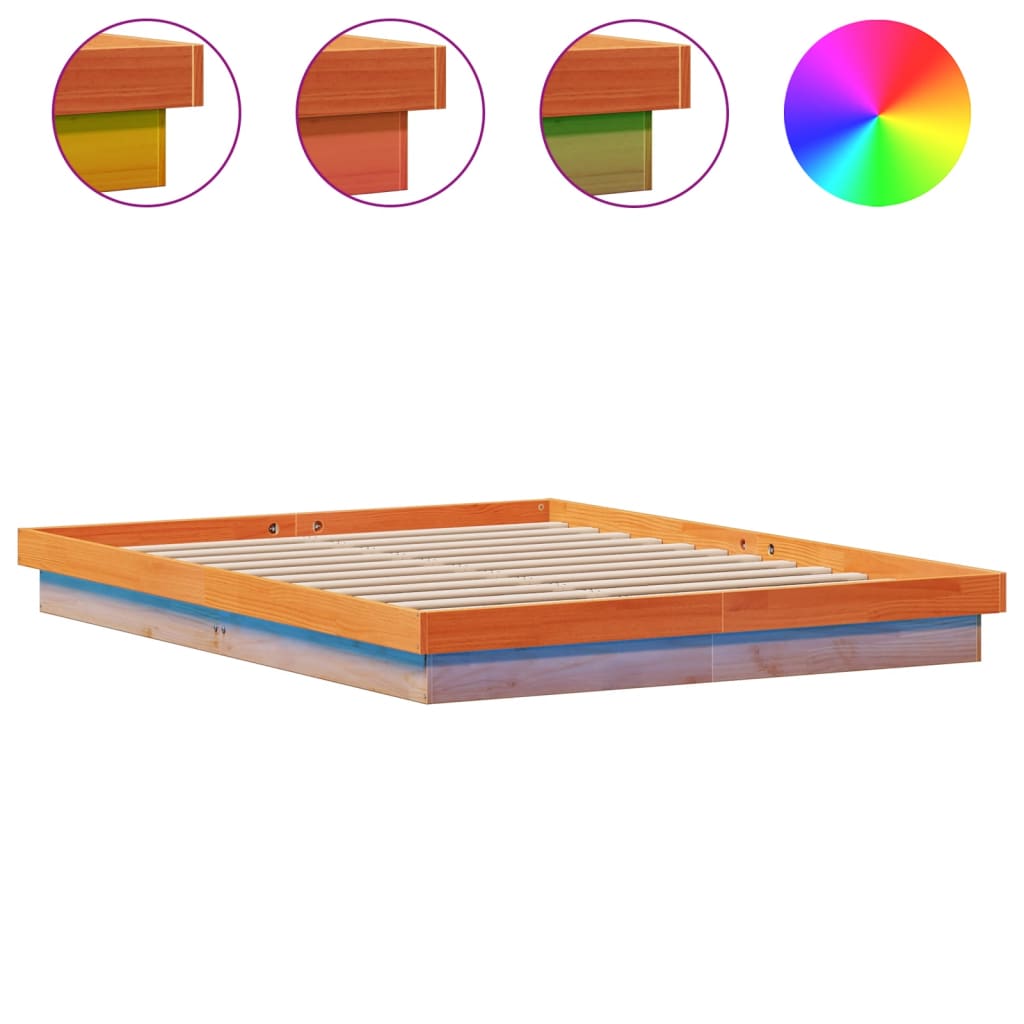 LED-sengeramme voksbrun 150x200 cm heltre furu