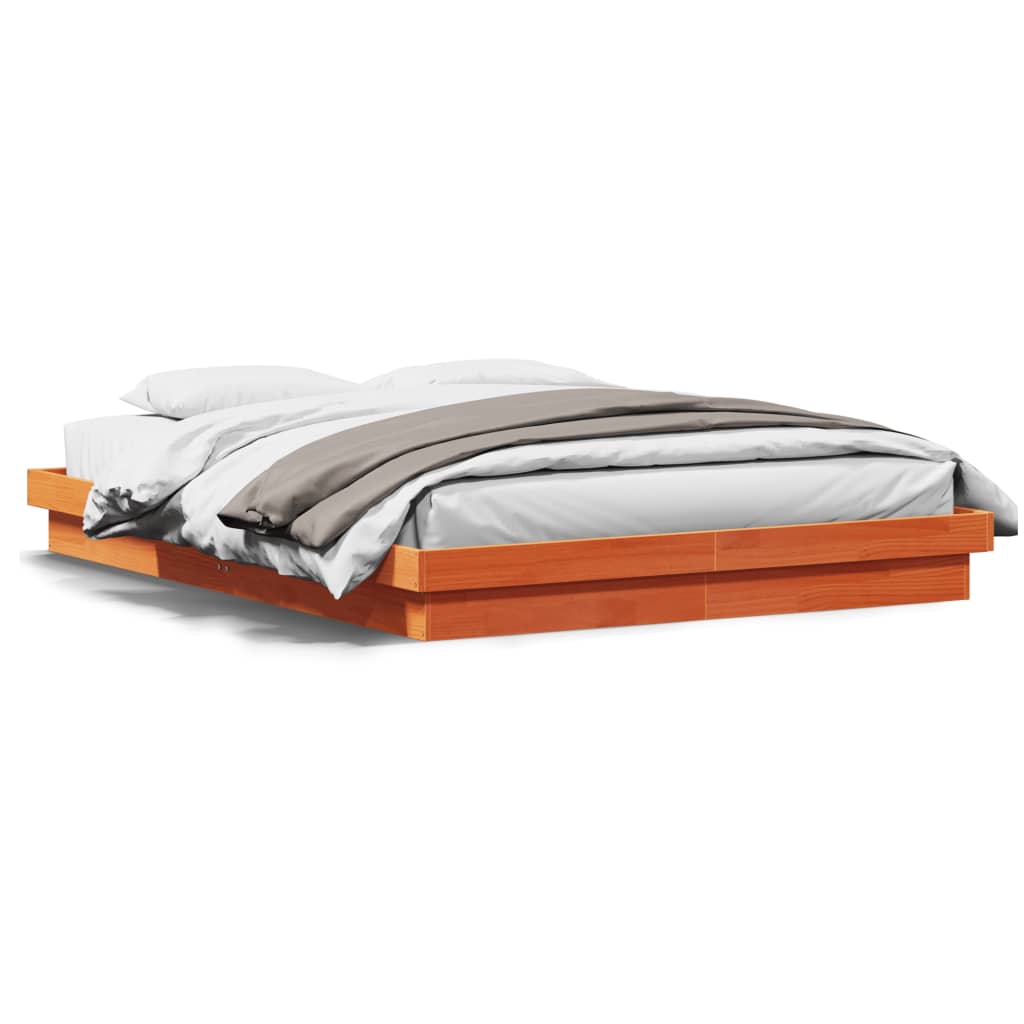 LED-sengeramme voksbrun 150x200 cm heltre furu