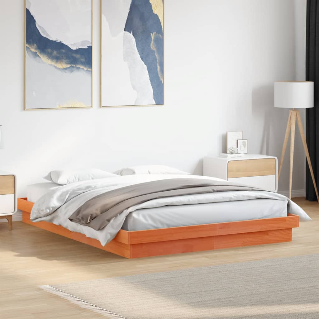 LED-sengeramme voksbrun 160x200 cm heltre furu