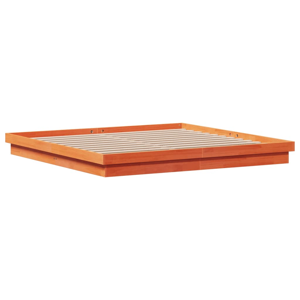 LED-sengeramme voksbrun 200x200 cm heltre furu