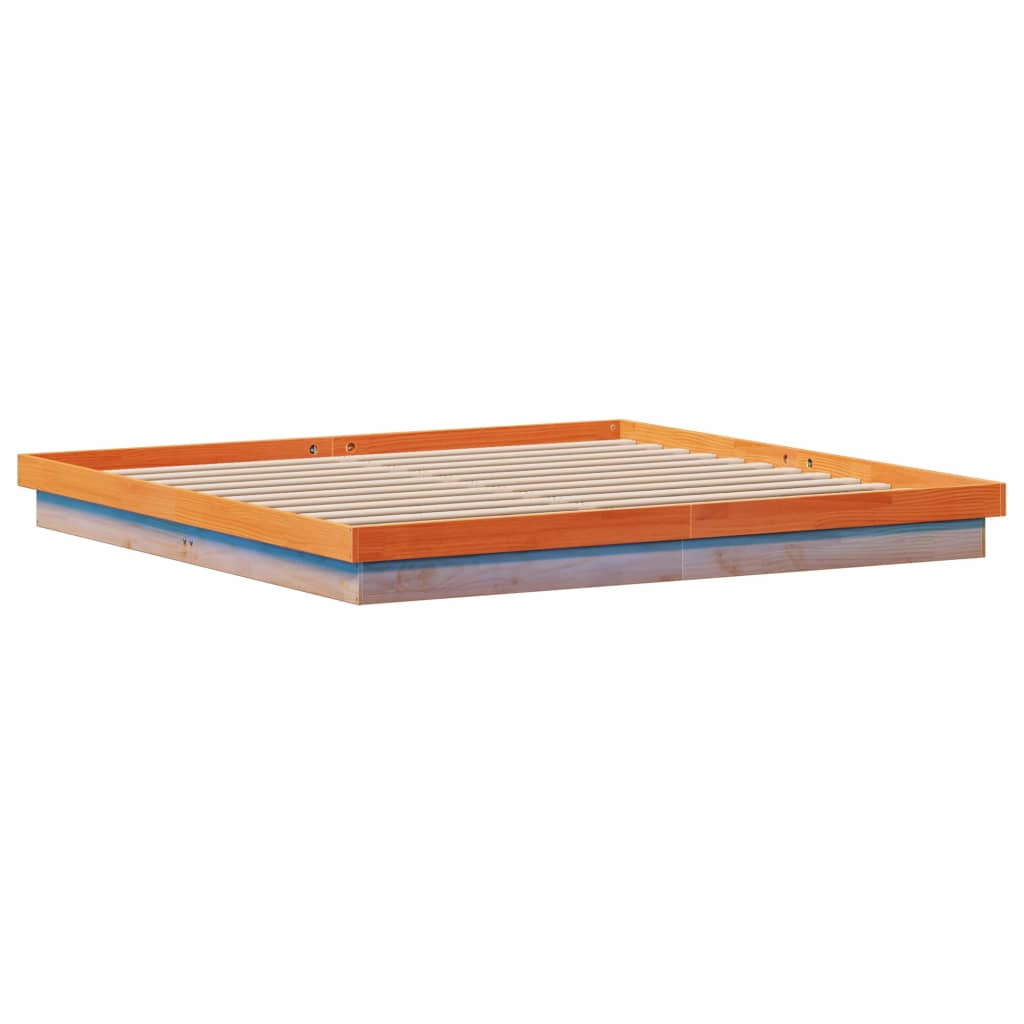 LED-sengeramme voksbrun 200x200 cm heltre furu