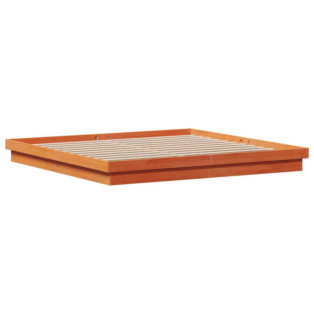 LED-sengeramme voksbrun 200x200 cm heltre furu