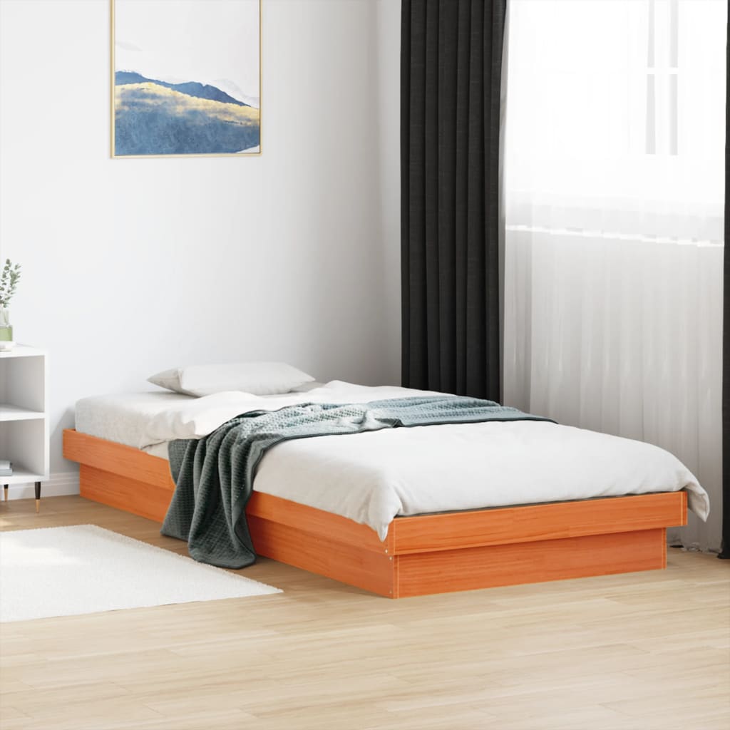 LED-sengeramme voksbrun 90x190 cm heltre furu