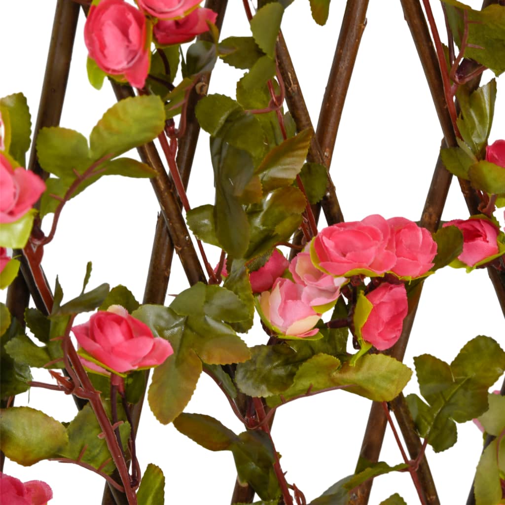  Utvidbart espalier med kunstig eføy 5 stk mørkerosa 180x60 cm