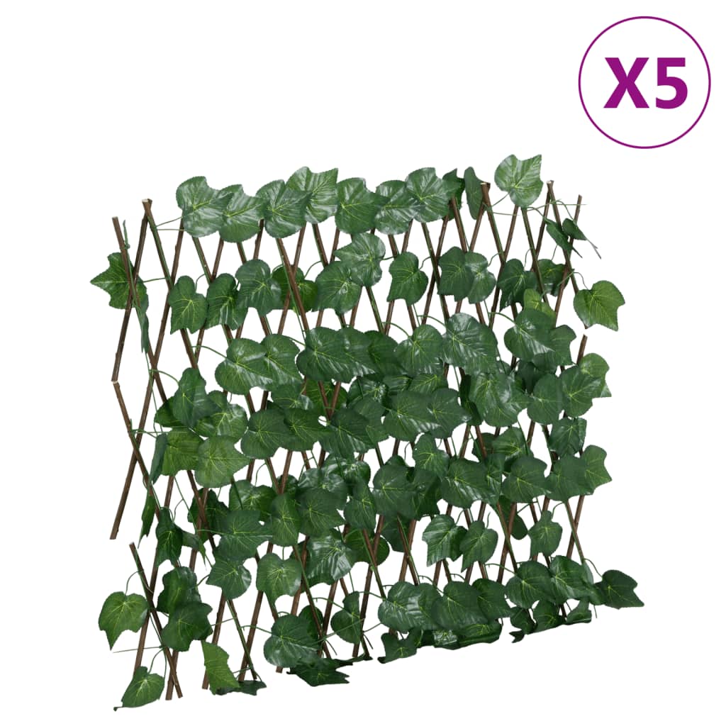Utvidbart espalier kunstige drueblader grønn 5 stk 190x60 cm