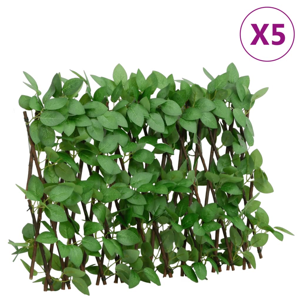  Utvidbart espalier med kunstig eføy 5 stk grønn 180x30 cm
