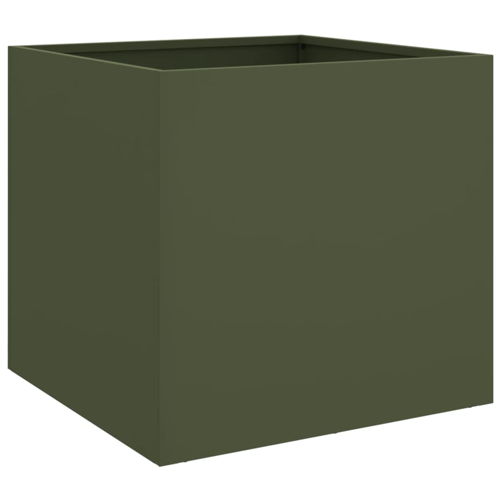 Plantekasse olivengrønn 49x47x46 cm stål