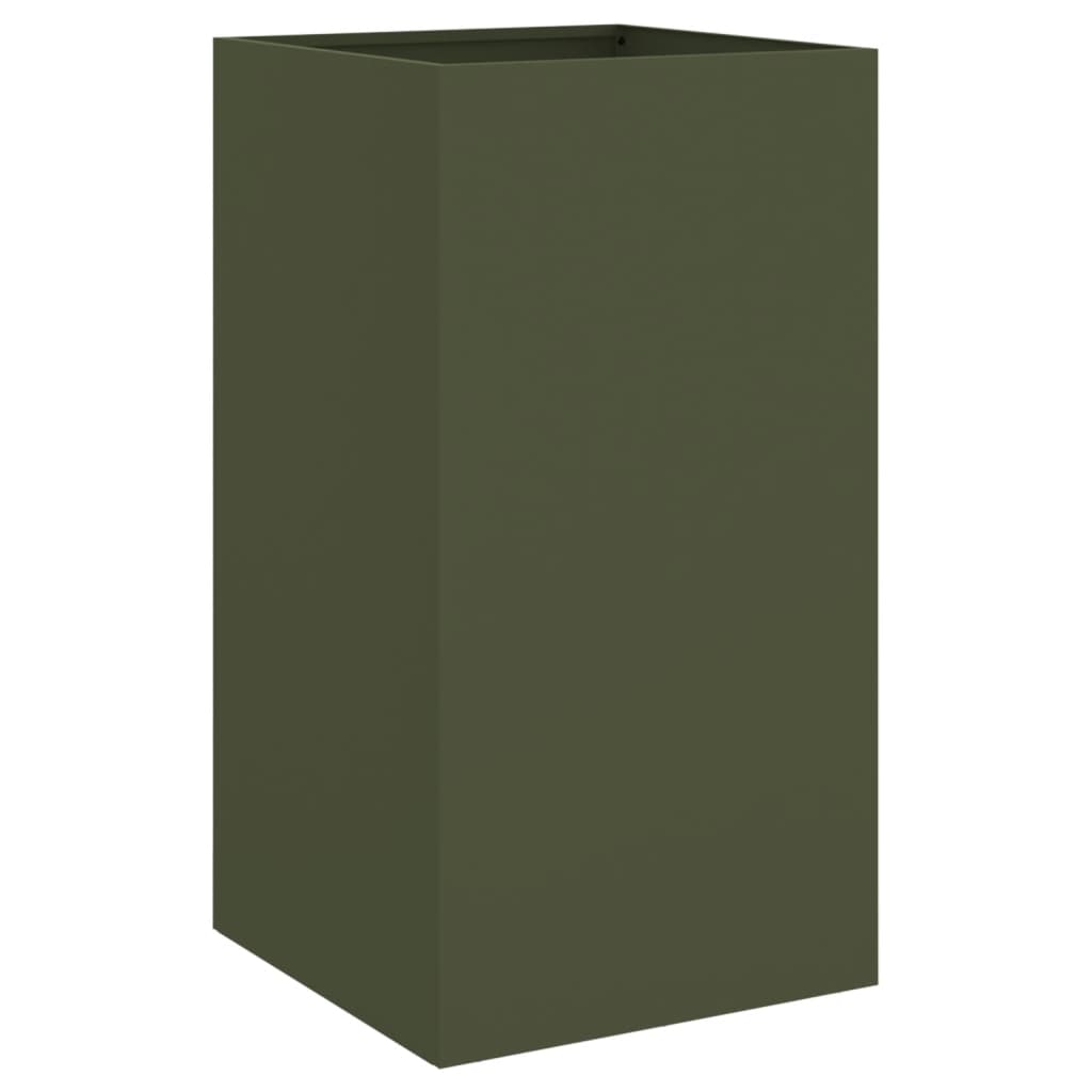 Plantekasse olivengrønn 42x38x75 cm stål