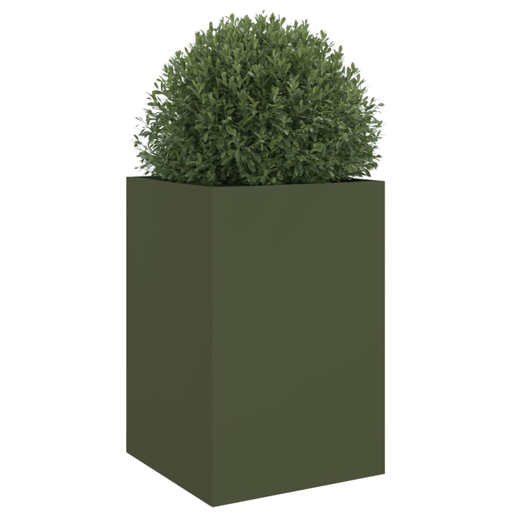 Plantekasse olivengrønn 52x48x75 cm stål