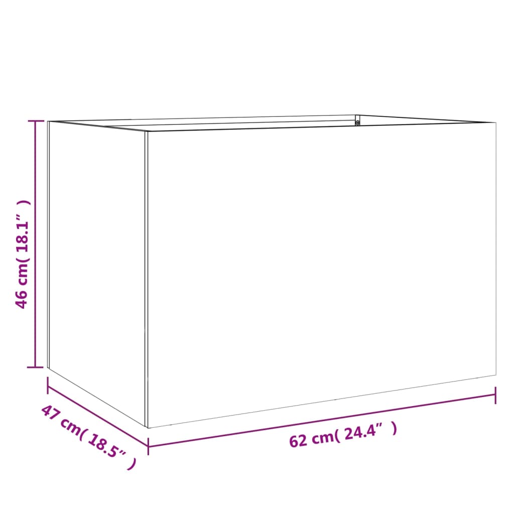 Plantekasse sølv 62x47x46 cm galvanisert stål
