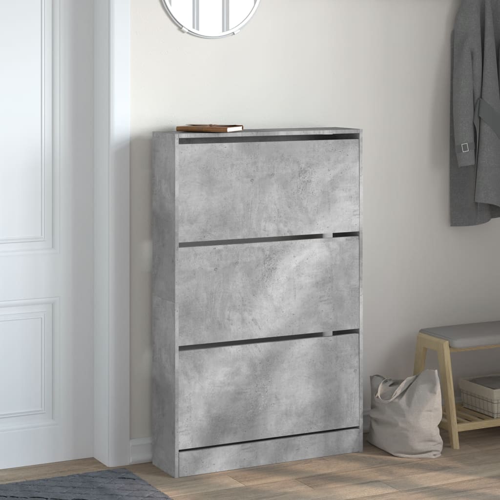 Skoskap betonggrå 80x21x125,5 cm konstruert tre